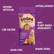 Load image into Gallery viewer, SOOPA - BANANA, PUMPKIN & FLAXSEED SENIOR DOG DENTAL STICKS