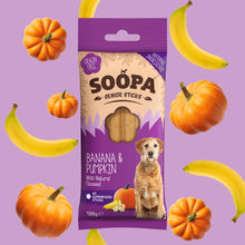 Load image into Gallery viewer, SOOPA - BANANA, PUMPKIN & FLAXSEED SENIOR DOG DENTAL STICKS