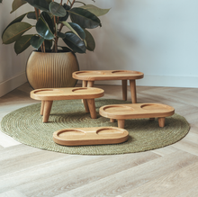 Load image into Gallery viewer, AVA BOWLS - WOODEN TRAY FOR 2 BOWLS SIZE MEDIUM - LEGS 6 CM