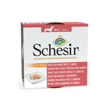 Load image into Gallery viewer, SCHESIR WET ADULT DOG - CHICKEN, SWEET POTATOES & CARROTS - IN SAUCE