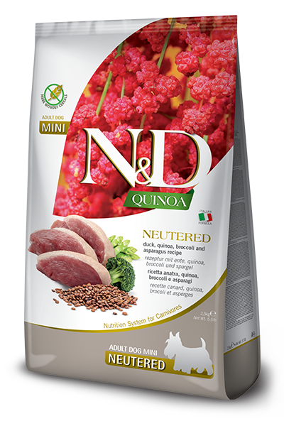 FARMINA QUINOA MINI NEUTERED DOG DUCK QUINOA BROCCOLI ASPARAGU Pet Emporium
