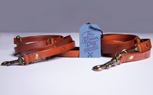 Load image into Gallery viewer, THE DENIM DOG - BARTACK LONG LEASH COGNAC