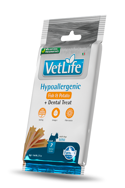 FARMINA - VETLIFE - DENTAL STICKS - HYPOALLERGENIC STICKS - FISH & POTATO - MINI