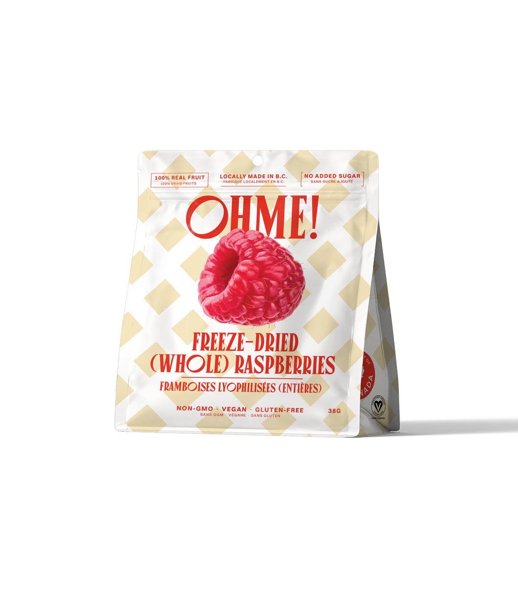 OHME! FOODS - FREEZE DRIED (WHOLE) RASPBERRIES