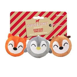 CUPID & COMET - FESTIVE PLUSH TENNIS BALLS