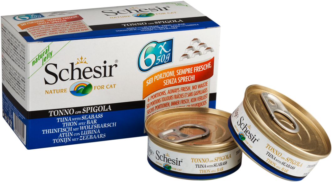 SCHESIR NATURAL IN JELLY - ADULT CAT - MULTIPACK 6 x 50g - DIFFERENT TASTES