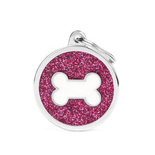 Load image into Gallery viewer, MY FAMILY - SHINE &quot;BIG CIRCLE PINK GLITTER WHITE BONE&quot;
