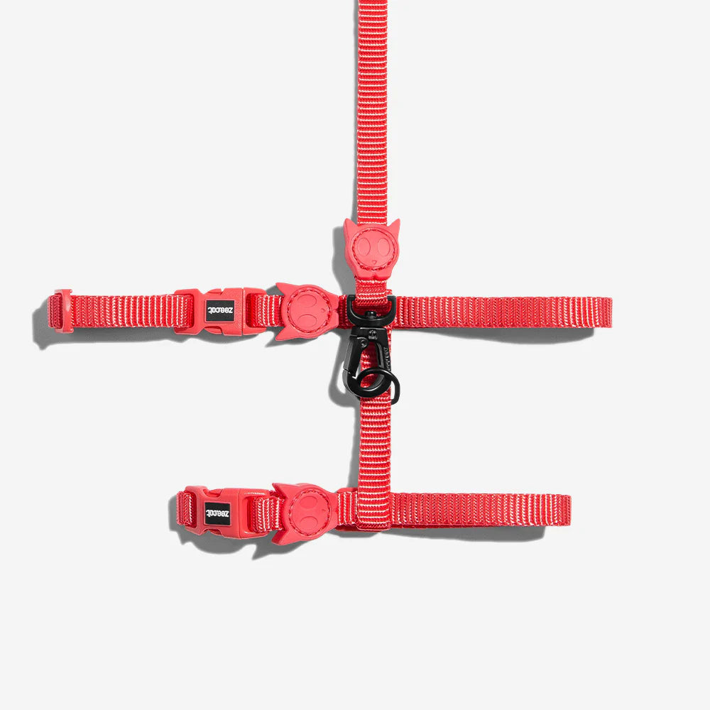 ZEE.DOG - NEON CORAL HARNESS WITH LEASH
